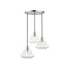 Livex Lighting 52833-91 Everett 3-Lights 180W Brushed Nickel with Chrome Finish Accents Pendant