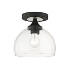 Livex Lighting Glendon 53640-04 1-Light 60W Black with Brushed Nickel Finish Accents Semi Flush Mount