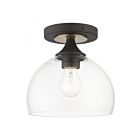 Livex Lighting Glendon 53640-07 1-Light 60W Bronze with Antique Brass Finish Accents Semi Flush Mount