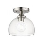 Livex Lighting Glendon 53640-91 1-Light 60W Brushed Nickel Semi Flush Mount