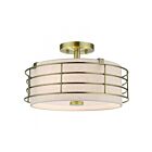 Livex Lighting Blanchard 55118-01 3-Lights 180W Antique Brass Semi Flush Mount