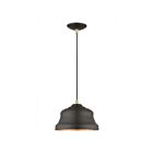 Livex Lighting 55902-07 Endicott 1-Light 60W Bronze with Antique Brass Finish Accents Pendant