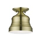 Livex Lighting Endicott 55909-01 1-Light 60W Antique Brass Semi Flush Mount