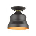 Livex Lighting Endicott 55909-07 1-Light 60W Bronze with Antique Brass Finish Accents Semi Flush Mount