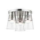 Livex Lighting Brynhurst 56454-91 3-Lights 180W Brushed Nickel Flush Mount