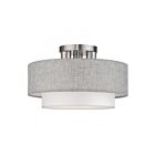 Livex Lighting 60013-91 3-Lights 120W Brushed Nickel Semi Flush Mount