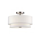 Livex Lighting 60026-91 3-Lights 120W Brushed Nickel Semi Flush Mount