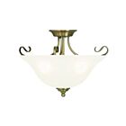 Livex Lighting Coronado 6130-01 3-Lights 300W Antique Brass Semi Flush Mount