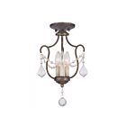 Livex Lighting 6420-71 Chesterfield 3-Lights 180W Hand Applied Venetian Golden Bronze Convertible Semi-Flush Mount or Pendant