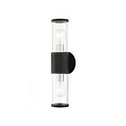 Livex Lighting 71922-14 Atlantic 2-lights 120W Textured Black with Antique Silver Finish Accents Outdoor Wall Lantern
