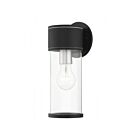 Livex Lighting 71923-14 Atlantic 1-light 60W Textured Black with Antique Silver Finish Accents Outdoor Wall Lantern