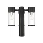 Livex Lighting Atlantic 71927-14 3-Lights 180W Textured Black with Antique Silver Finish Accents Outdoor Post Top Lantern