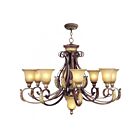 Livex Lighting 8586-63 Verona 9-Lights 487W Hand Applied Verona Bronze with Aged Gold Leaf Accents Chandelier
