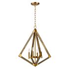 Maxim Lighting 12254WOAB Vector 4-Lights 240W Weathered Oak/Antique Brass Pendant
