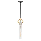 Maxim Lighting 16111CLBKAB Flambeau 1-Light 60W Black/Antique Brass Pendant