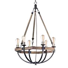 Maxim Lighting 20337WOBZ Lodge 6-Lights 360W Weathered Oak/Bronze Incandescent Chandelier