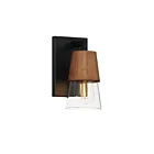 Maxim Lighting Carpenter 21621CLWNBK 1-Light 60W Walnut/Black Vanity Light