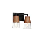 Maxim Lighting Carpenter 21622CLWNBK 2-Lights 60W Walnut/Black Vanity Light