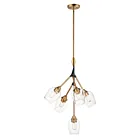 Maxim Lighting 26343CLABBK Savvy 5-Lights 20W Antique Brass/Black Pendant