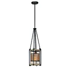 Maxim Lighting 27563BKBWAB Boundry 1-Light 60W Black/Barn Wood/Antique Brass Pendant