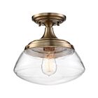 Nuvo Lighting Kew 60-6797 1-Light 60W Burnished Brass Semi-Flush Mount