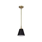 Nuvo Lighting Dover 60-7408 1 Light Black With Vintage Brass 60W Small Pendant