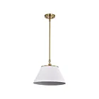 Nuvo Lighting Dover 60-7412 1 Light White With Vintage Brass 60W Medium Pendant