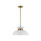 Nuvo Lighting Perkins 60-7463 1 Light Matte White With Burnished Brass 100W Small Pendant