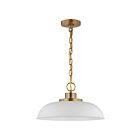 Nuvo Lighting Colony 60-7480 1 Light Matte White With Burnished Brass 100W Small Pendant