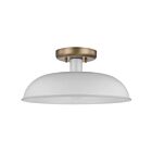 Nuvo Lighting Colony 60-7490 1 Light Matte White With Burnished Brass 60W Small Semi-flush Mount Fixture