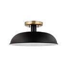 Nuvo Lighting Colony 60-7491 1 Light Matte Black With Burnished Brass 60W Small Semi-flush Mount Fixture