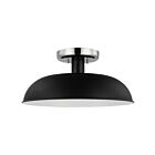 Nuvo Lighting Colony 60-7492 1 Light Matte Black With Polished Nickel 60W Small Semi-flush Mount Fixture
