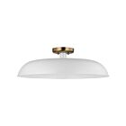 Nuvo Lighting Colony 60-7496 1 Light Matte White With Burnished Brass 60W Large Semi-flush Mount Fixture