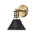Nuvo Lighting Outpost 60-7519 1 Light Matte Black With Burnished Brass 60W Wall Sconce