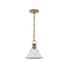 Nuvo Lighting Outpost 60-7522 1 Light Matte White With Burnished Brass 60W Small Pendant