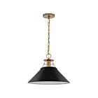 Nuvo Lighting Outpost 60-7525 1 Light Matte Black With Burnished Brass 60W Large Pendant