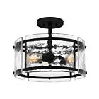 Quoizel Lighting FTS1716EK Fortress 3-Lights 300W Earth Black Semi Flush Mount