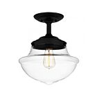 Quoizel Lighting QSF5591MBK Quoizel 1-Light 100W Matte Black Semi Flush Mount