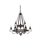 Quoizel Lighting NBE5009RK 9 Lights Rustic Black 540W Noble Chandelier