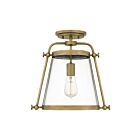 Quoizel Lighting QFL5344WS 1 Light Weathered Brass 75W Cardiff Semi-Flush Mount