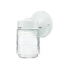 Satco 60-112 1-Light 60W White Wall Sconce With Clear Glass