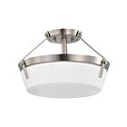 Satco 60-7763 Rowen 3-Lights 180W Brushed Nickel Semi Flush Mount