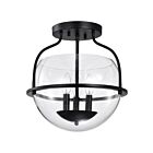 Satco 60-7823 Amado 3-Lights 180W Matte Black Semi Flush Mount