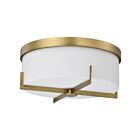 Satco 60-8044 Roselle 3-Lights 60W Natural Brass Flush Mount