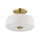 Satco 60-8239 Lune 3-Lights 60W Vintage Brass Semi Flush Mount