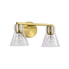 Satco 60-8342 Gianna 2-Lights 60W Vintage Brass Vanity Light