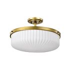 Satco 60-8667 Solara 3-Lights 60W Natural Brass Semi Flush Mount