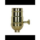 Satco 80-1024 Polished Brass 3-Way (2 Circuit) Turn Knob Socket