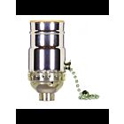 Satco 80-1027 Polished Nickel On-Off Pull Chain Socket
