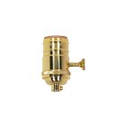 Satco 80-1046 Polished Brass 3 Way (2 Circuit) Turn Knob Socket